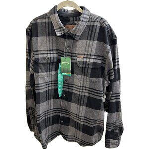 Orvis Men's Button Down Heavy Weight Flannel Shirt  Ale Gray Plaid Xl Nwt